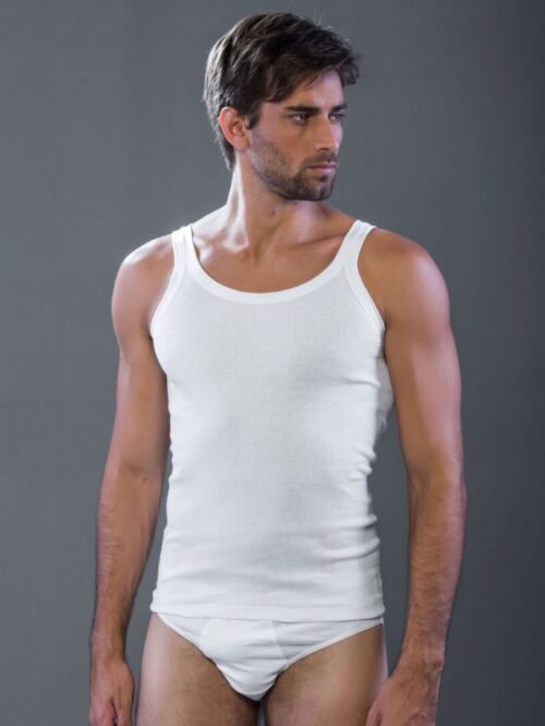 ART. 7  CANOTTA UOMO SPALLA STRETTA A COSTINA 100% COTONE - MORETTA