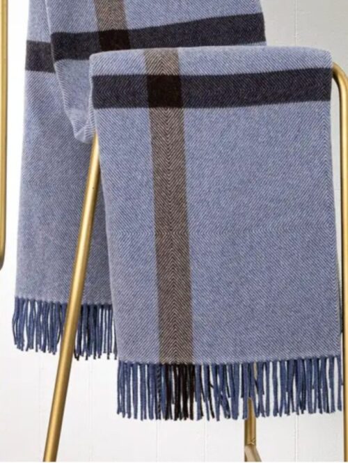 Plaid ETON" in lana merino a riquadri con frange - SOMMA"