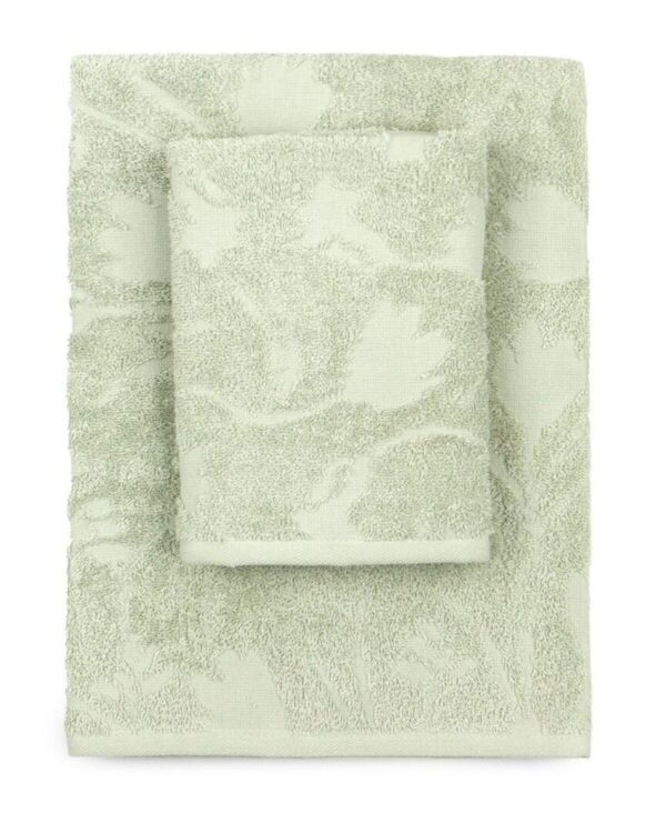 FLOWERS_SALVIA Set spugne 1+1 viso + ospite in tinta unita con motivo jacquard Linea Merry Flowers - ZUCCHI