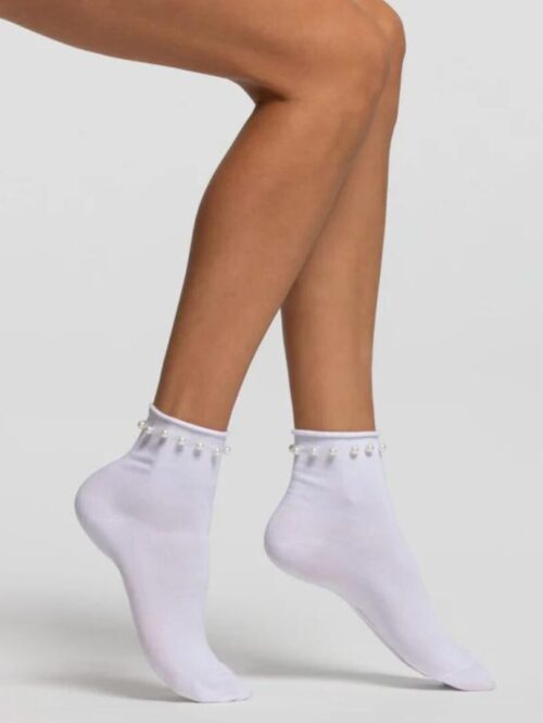 Calza donna medium  taglia unica con decorazione di perle applicata PERLITA" - POMPEA"