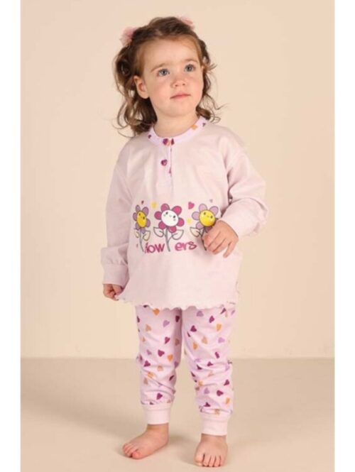 Pigiama neonata lungo in jersey di cotone “flowers” – GARY