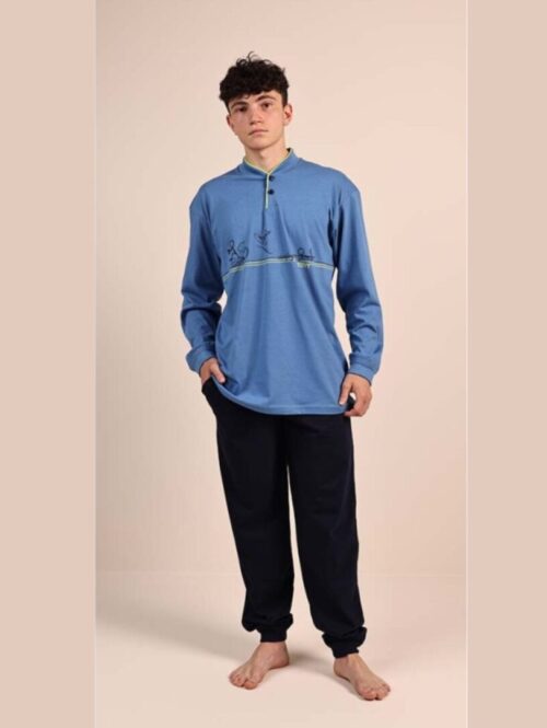 Pigiama ragazzo estivo manica lunga e pantalone lungo linea “Surfing Sport” - GARY