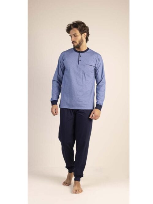 Pigiama uomo 3 bottoni M/L in jersey di cotone fantasia– GARY