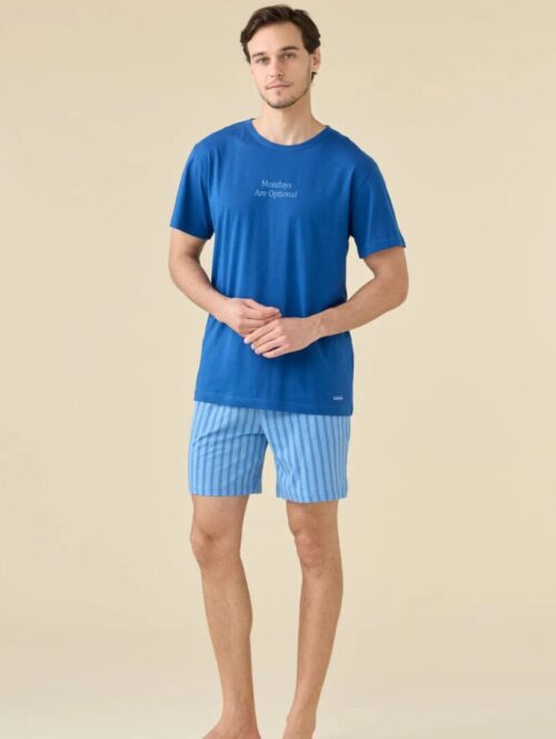 Pigiama uomo corto estivo a girocollo motivo “Mondays Are Optional” – NOIDìNOTTE