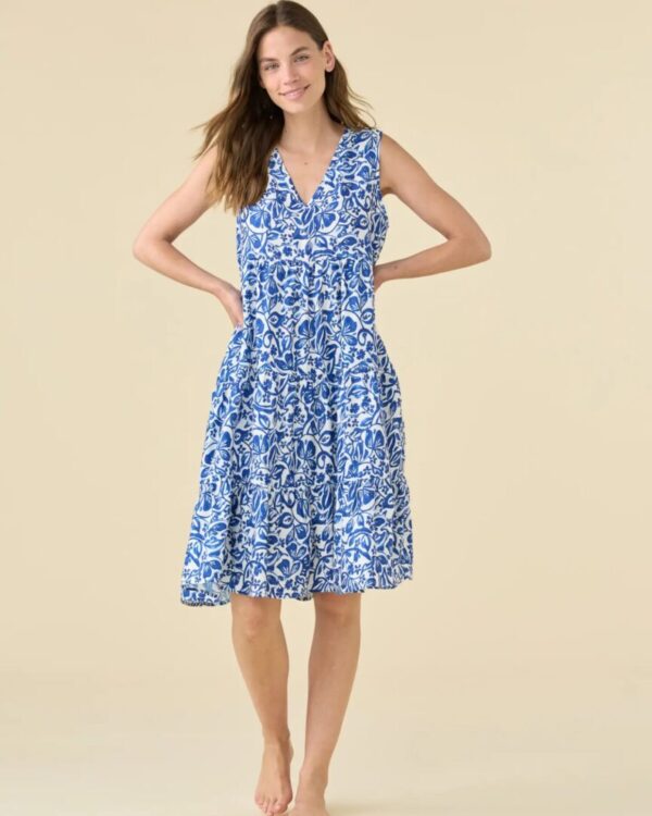LA3504_PANNA_BLU Abitino donna estivo spalla larga in viscosa fantasia floreale – NOIDìNOTTE