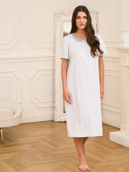 camicia da notte donna m/c serafino raglan in jersy di cotone -   LINCLALOR