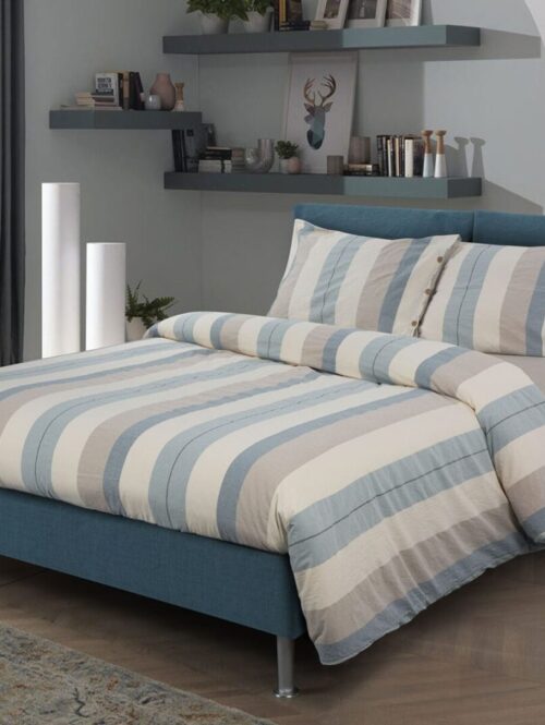 Completo copripiumino in puro cotone tinto filo no stiro Linea MATILDE – CAVALIERI