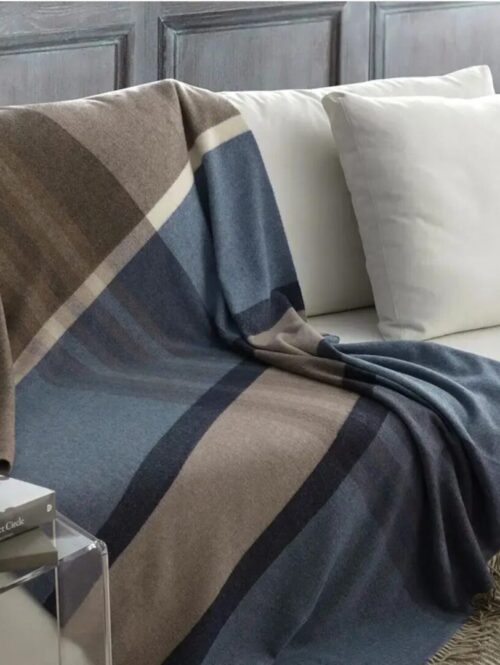 Plaid GRENOBLE" in lana merino con frange - SOMMA"